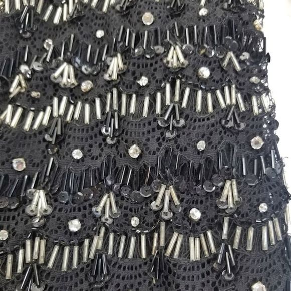 ALICE & OLIVIA Black Beaded 3/4 Sleeve Dress Sz0 - Picture 8 of 8